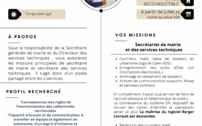 La mairie recrute un(e) secrétaire de mairie et des services techniques