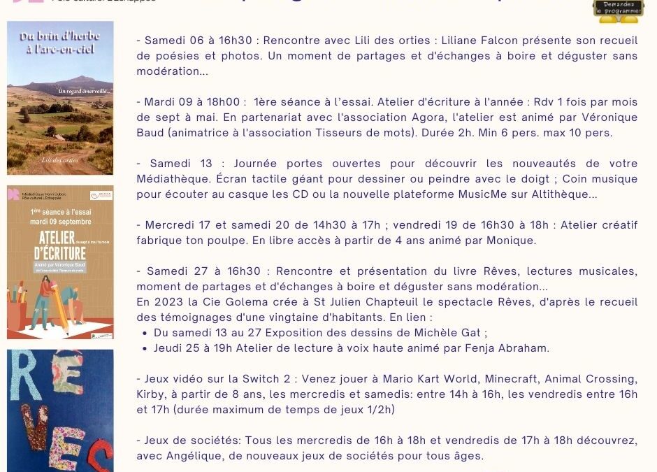 A la médiathèque au mois de septembre