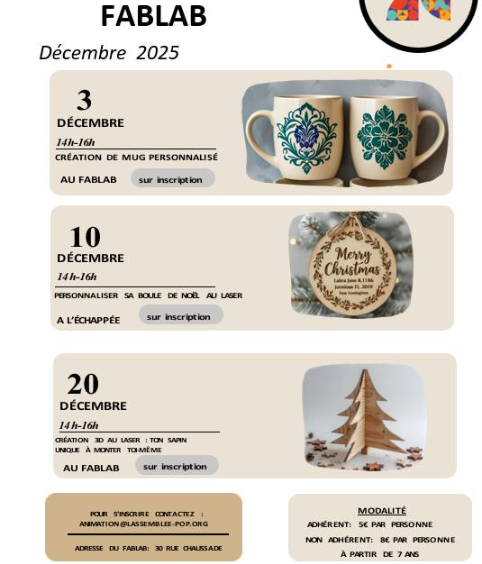 Atelier fablab enfants/adultes à l’atelier du 30 rue Chaussade